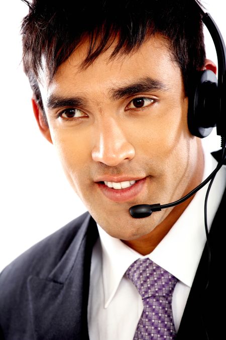 Customer Services man - isolated over a white background