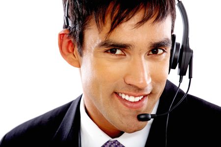 Customer Services man - isolated over a white background