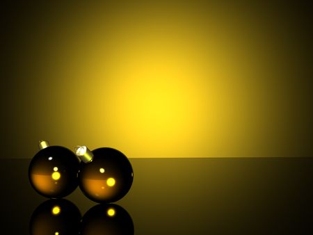 christmas balls in yellow with plenty of space for copying