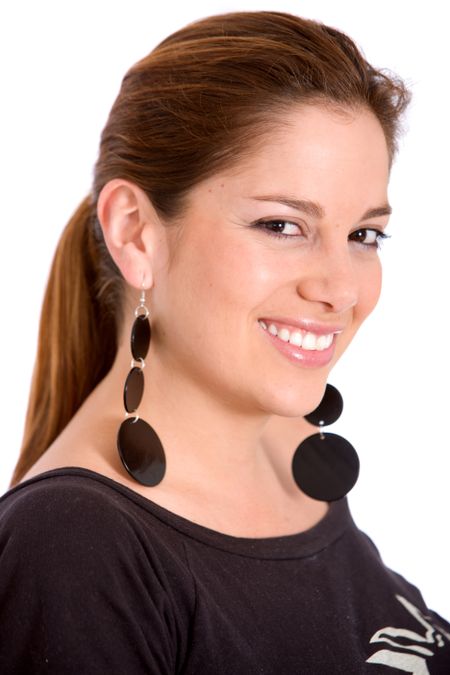 Beautiful casual girl portrait smiling isolated over a white background