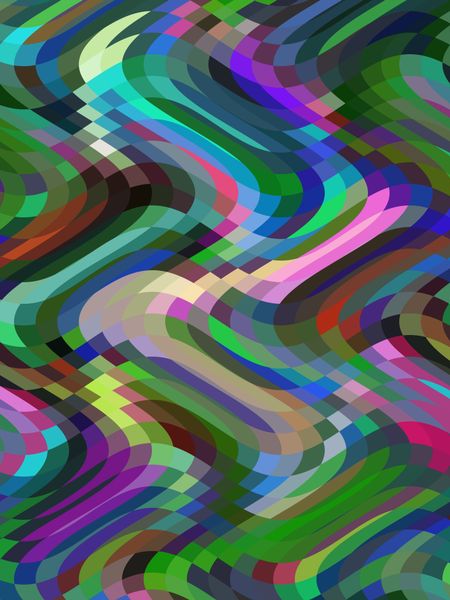 Multicolored abstract with checkered waves