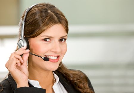business customer services operator woman smiling in an office