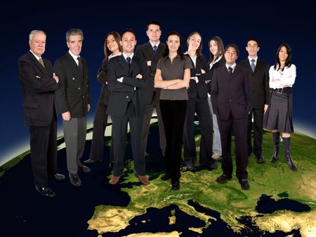 big business team on top of the world - europe version - globe from nasa.gov