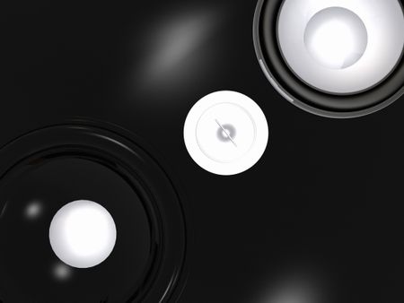 abstract loudspeaker background in black - reflective surface