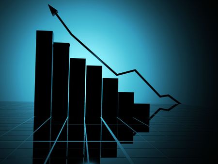 business statistics graph silhouette made in 3d with lighting effects