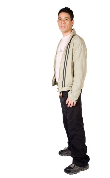 casual guy full body over a white background