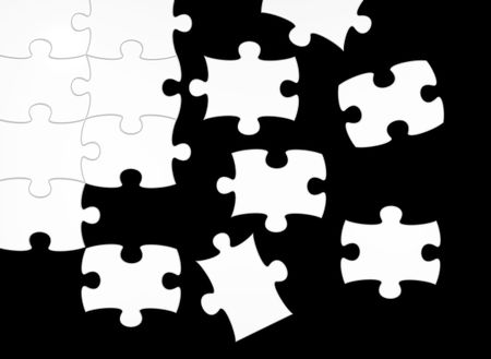 black and white puzzle - positive and negative contrast - 3d render