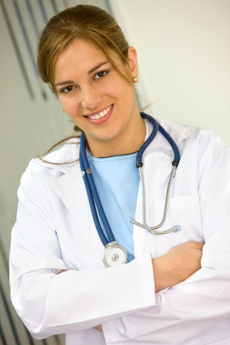 female doctor in a hospital smiling portrait