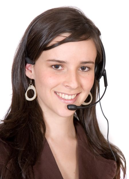 customer service girl over a white background
