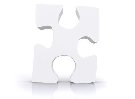 white puzzle piece with a shadow made in 3d