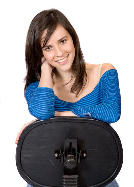 casual-female-portrait-sitting-chair-white-2202449 Casual Female Portrait sitting on a chair over white