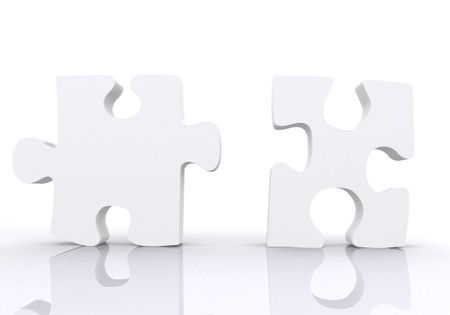 white puzzle pieces - teamwork concept on white