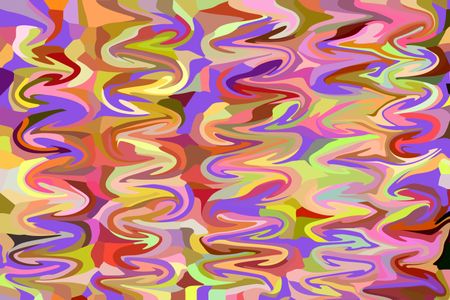 Psychedelic abstract of squiggly swirls with bold colors