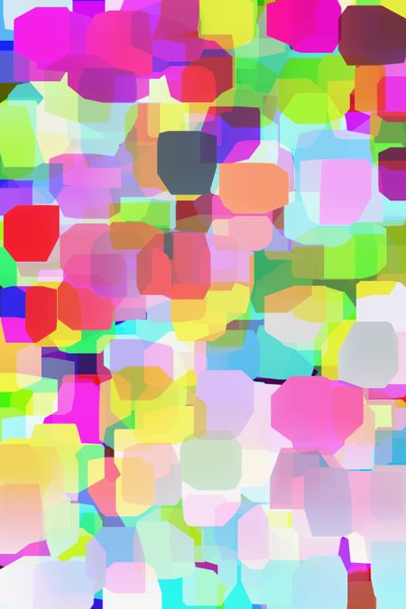 Multicolored abstract of overlapping polygons with a three-dimensional effect