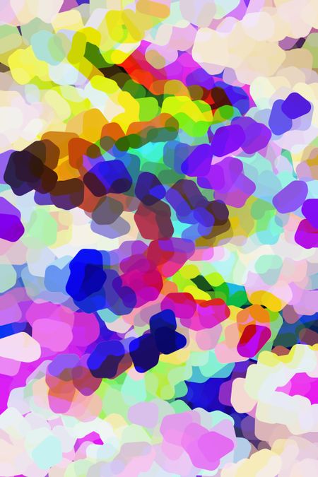 Abstract background with rounded polygons in a profusion of colors