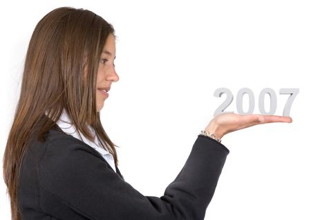 business woman with the new year 2007 on her hand