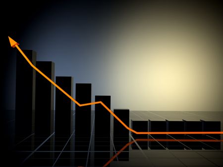 business growth chart made in 3d with special lighting effects