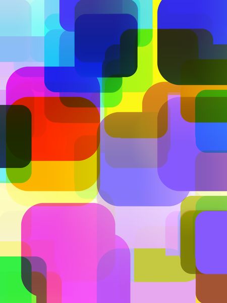 Multicolored abstract of rounded overlapping squares of various colors