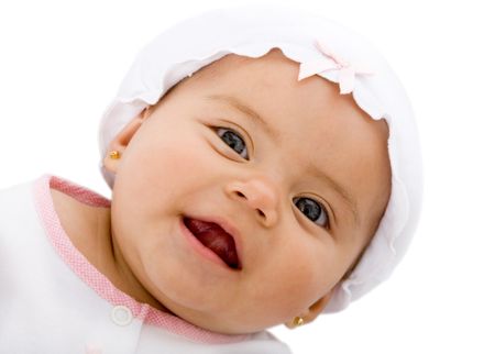 cute baby portrait over a white background