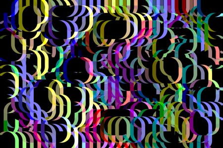 Multicolored abstract background of overlapping curved, pointed polygons on black