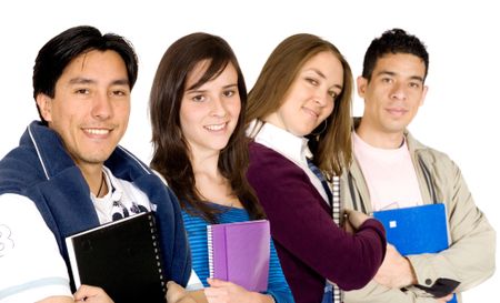 young students at university over a white background
