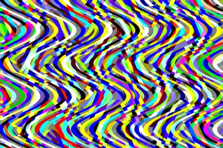 Multicolored kaleidoscopic abstract of crisscrossing sine waves for psychedelic effect