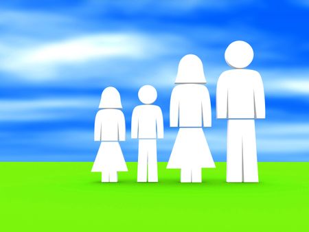 family illustration made in a 3d program