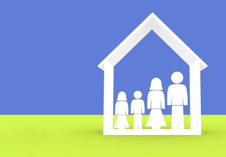 family illustration made in 3d good for home insurance designs