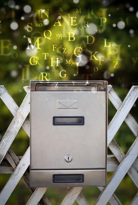 Street mail box with letters comming out