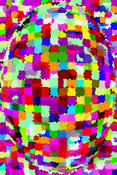 Multicolored abstract illustration of Easter egg with patchwork of crystallized polygons on a similar background