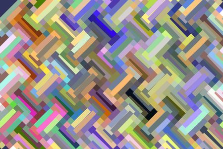 Multicolored abstract mosaic of zigzagging solid bars for motif of multiplicity