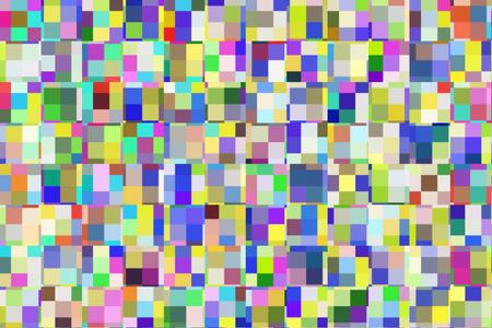 Bright kaleidoscopic mosaic of multicolored squares and rectangles in rows and columns