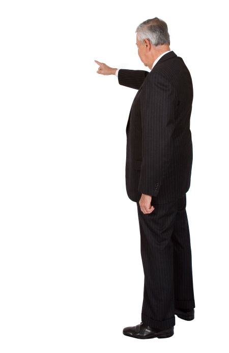 business man doing a presentation over a white background