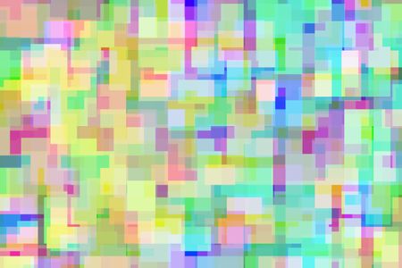 Abstract multicolored mosaic of overlapping squares and rectangles