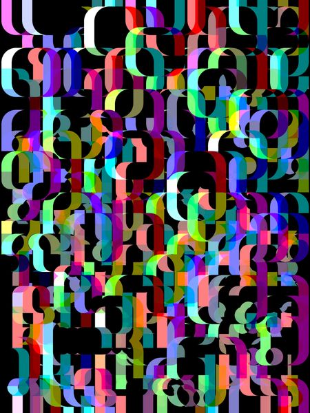 Festive complex multicolored abstract on black