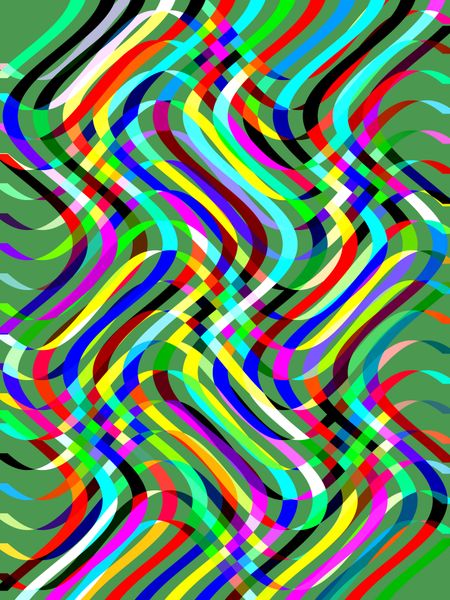 Festive abstract illustration of overlapping ribbony waves on green