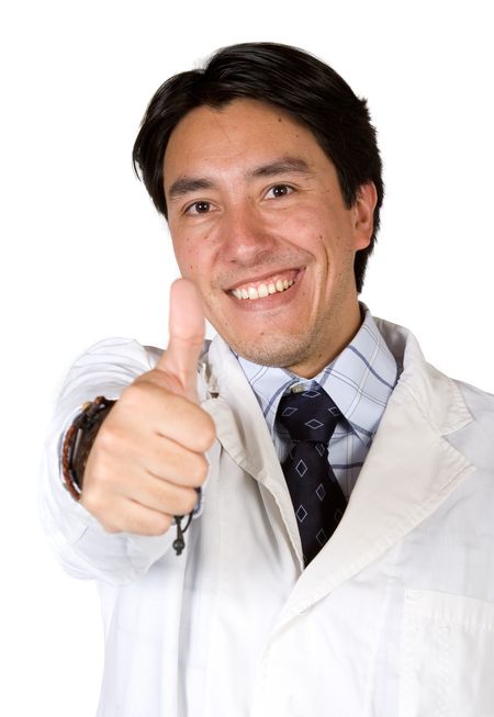 male doctor over a white background with a stethoscope