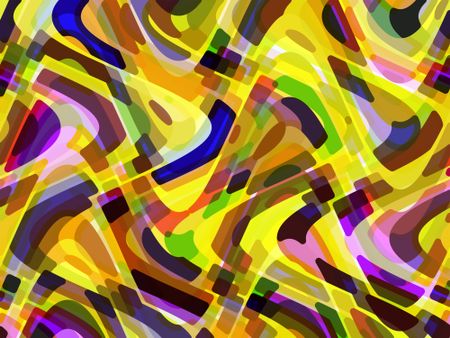 Abstract of sine waves composed of irregular overlapping polygons of various colors for tropical kaleidoscopic effect