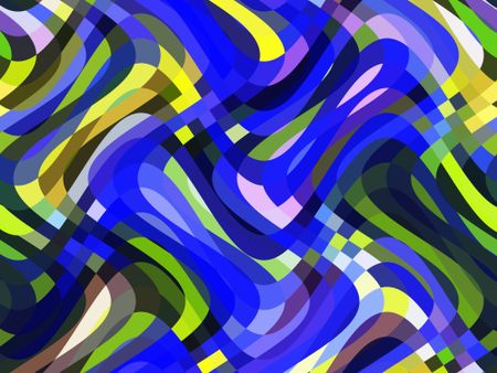 Multicolored abstract of swirling, overlapping S-curves for decoration and background