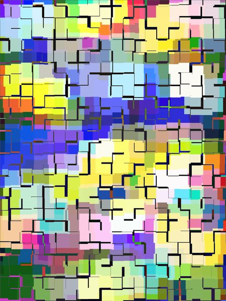 Mosaic abstract in notched blocks of various colors with tiled effect