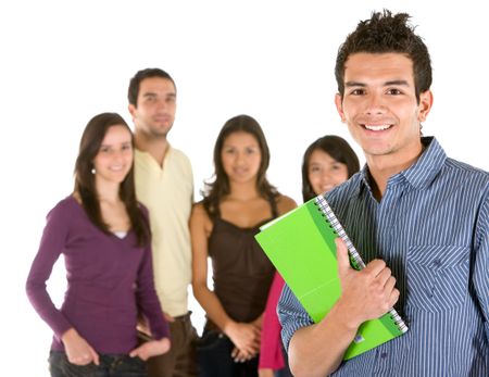 Group of college or university students isolated on white