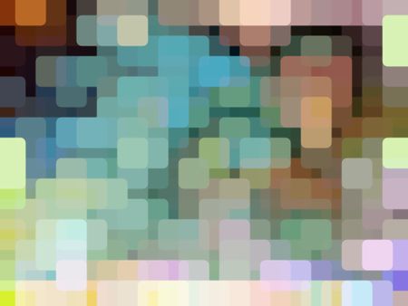 Multicolored abstract mosaic of rounded squares overlapping for 3-D effect, like a grid of city lights
