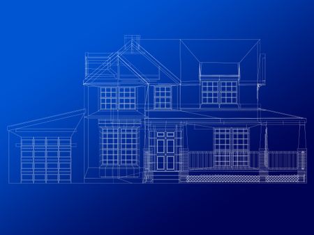 architecture blueprint of a house over a blue background