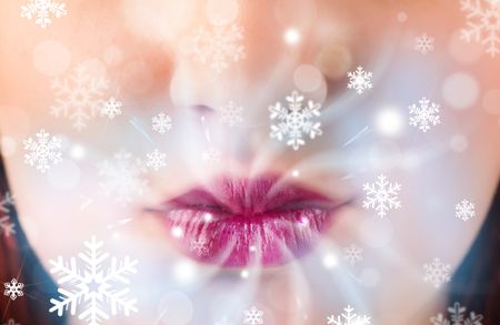 pretty-woman-mouth-blowing-cold-breeze-232347796 Pretty woman mouth blowing cold breeze close up