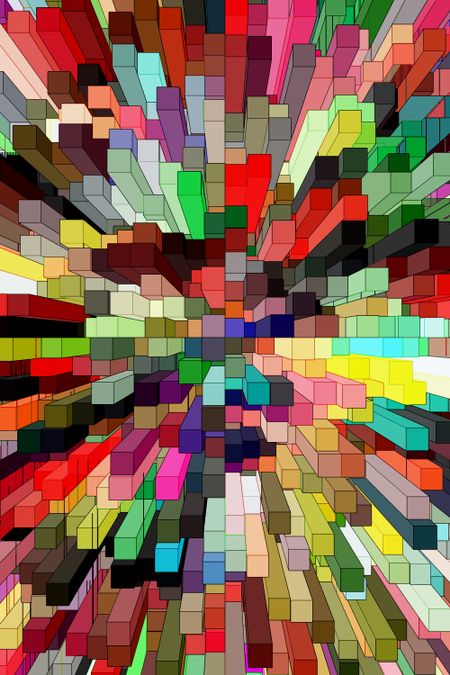 Abstract illustration of a multicolored downtown, for concepts of urban multiplicity and proximity