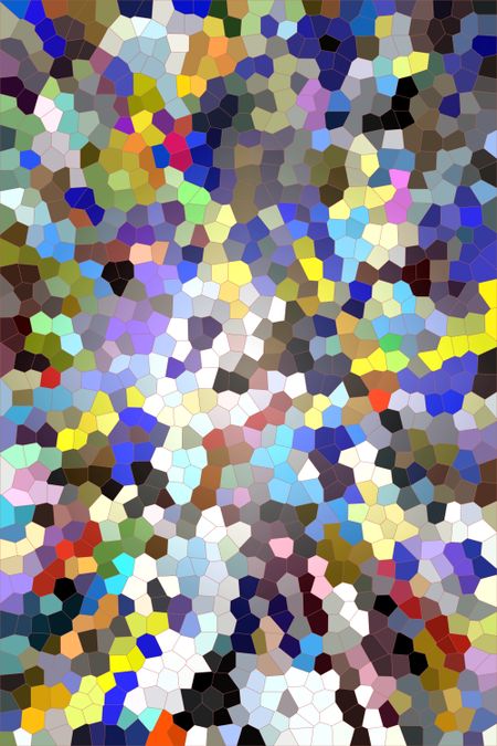 Multicolored abstract of irregular polygons, mostly pentagons and hexagons, with the effect of stained glass