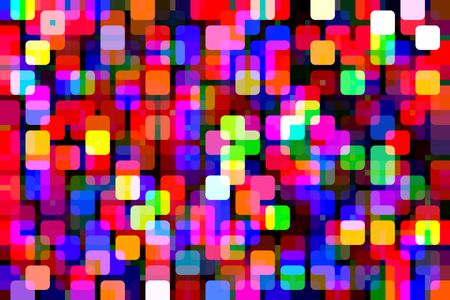 Bold abstract of holiday lights of various colors overlapping on a black background