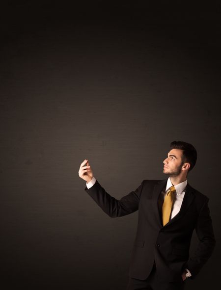 Businessman makings gestures with his hands