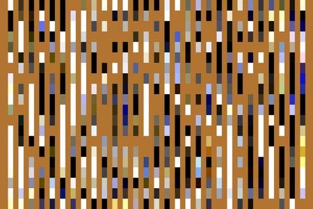 Abstract of parallel multicolored bars of various lengths on orange background