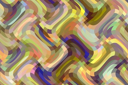Festive abstract illustration of multicolored sine waves crisscrossing vertically and horizontally for themes of fluidity and change